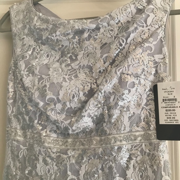 Silver Lace and Sequin JAX Cocktail Dress Size 2 - Picture 8 of 11
